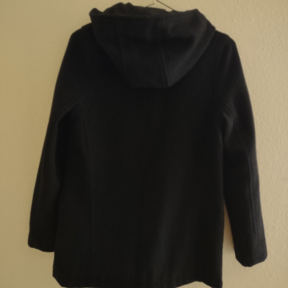Old Navy Classic Black Wool Coat with Hood Sz. S - Picture 3 of 4